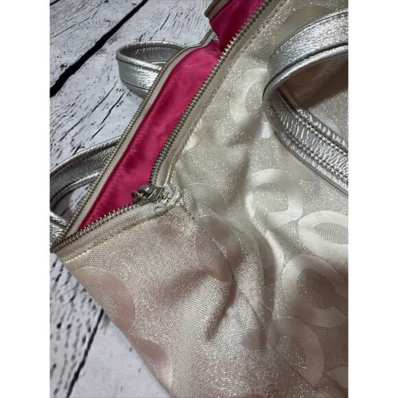 COACH Poppy Signature Silver Jacquard Large Designer‎ Tote Shoulder Bag 14575 - Picture 15 of 16
